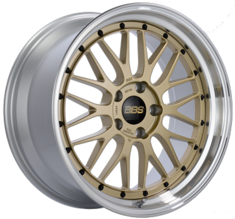 BBS LM 20x8.5 5x114.3 ET30 PFS Gold Center Diamond Cut Lip Wheel - 82mm PFS/Clip Required