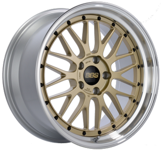 BBS LM 19x9 5x114.3 ET38 PFS Gold Center Diamond Cut Lip Wheel - 82mm PFS/Clip Required
