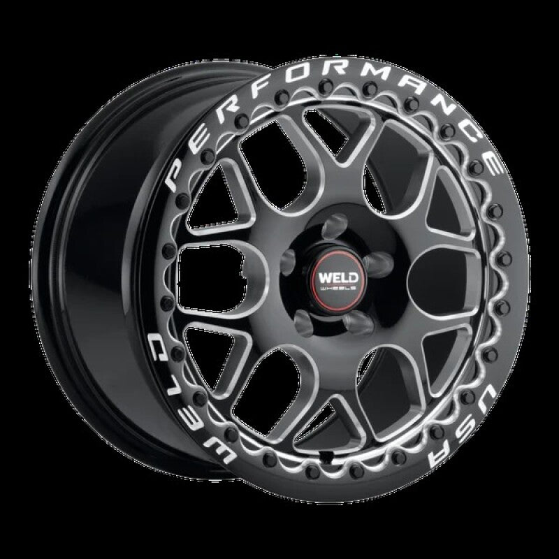 Weld Solana Beadlock 18x10 / 5x112 BP / ET40 / 78.1mm Bore - Gloss Black MIL DIA Wheel