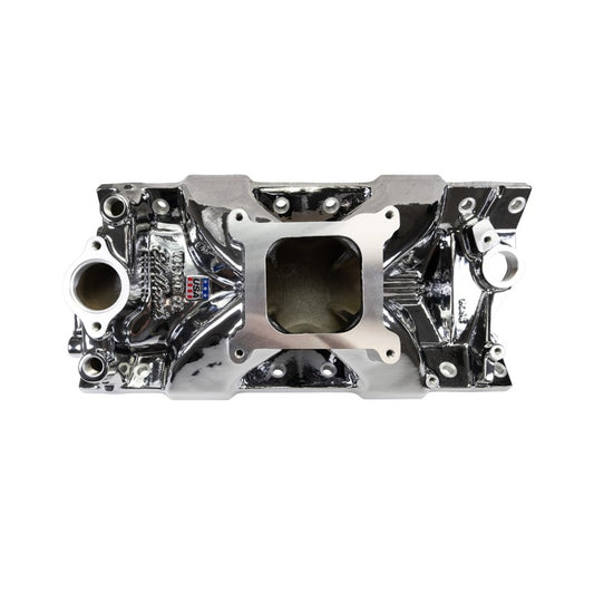 Edelbrock Chevy SB Victor Jr. 23 Degree Intake Manifold - Chrome Plasma Finish