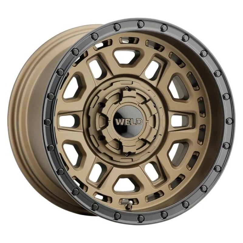 Weld Off-Road Crux 22x12in / 5x127 BP / ET -44 / 87.1mm Bore - Satin Bronze / Satin Black Ring Wheel