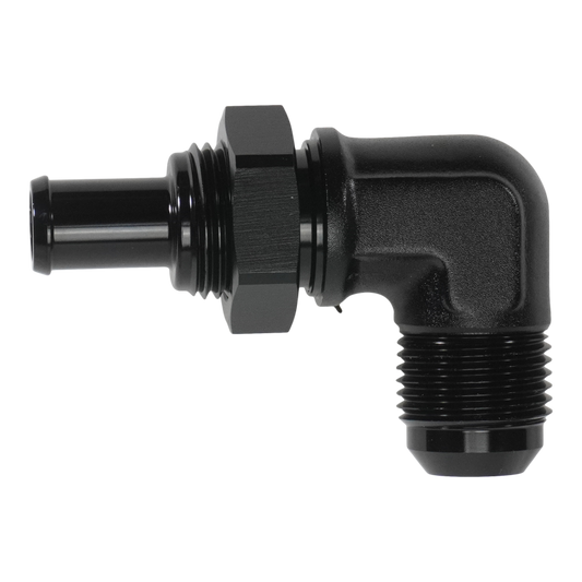 DeatschWerks 10AN Male Flare Bulkhead to 1/2in Hose Barb 90-Degree
